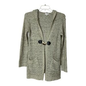 Charming Charlie Hooded Light Brown One Button Cardigan Sweater Women's Small